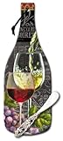 CounterArt Wine Bottle Shaped 12-1/2-Inch Glass Cheese Board with Spreader Knife, Chalkboard