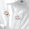 2PCS Pearl Rhinestone Cufflinks, Elegant Button Covers Clip On, Pearl Flower Button Covers for Women, Detachable Shirt Buttons Clips, Rhinestone Buttons Embellishments for Shirt Cuffs and Accessories #2