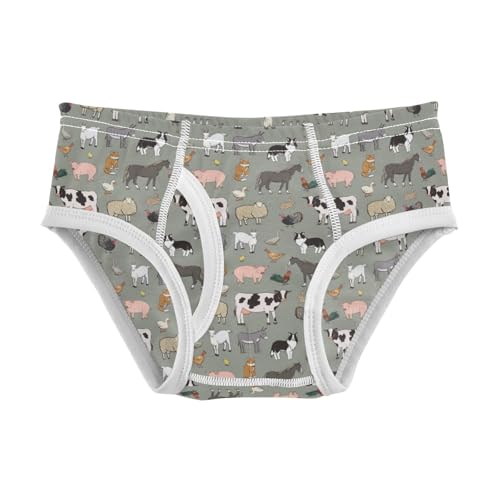 Boys' Exclusive Briefs Toddler Underwear 95% Combed Cotton Boxerbriefs 2T Farm Animal Pattern 95