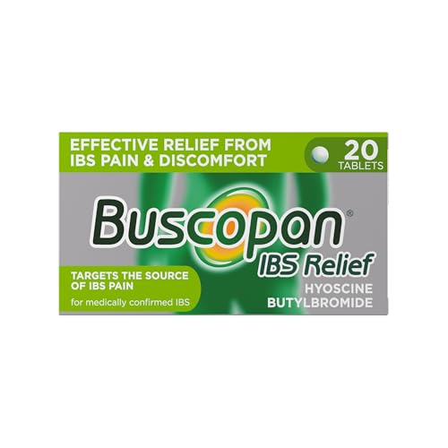 Buscopan Targets the Source of Belly Pain Cramps & Discomfort Starts to work in 15 minutes 20 Tablets Relief from Stomach Pain Cramps & Discomfort