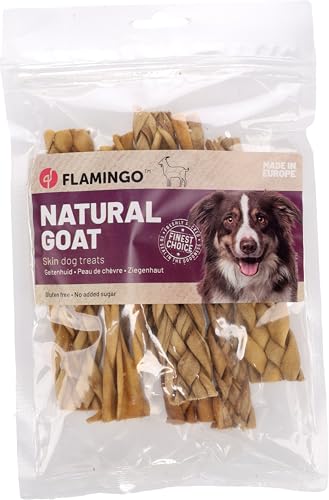 Flamingo Leckerli Hund – Snack Nature Ziegenhaut Breit – 100g – Hundesnack – glutenfrei – ohne Zuckerzusatz – aus Europa Flamingo Leckerli Hund – Snack Nature Ziegenhaut Breit – 100g – Hundesnack – glutenfrei – ohne Zuckerzusatz – aus Europa