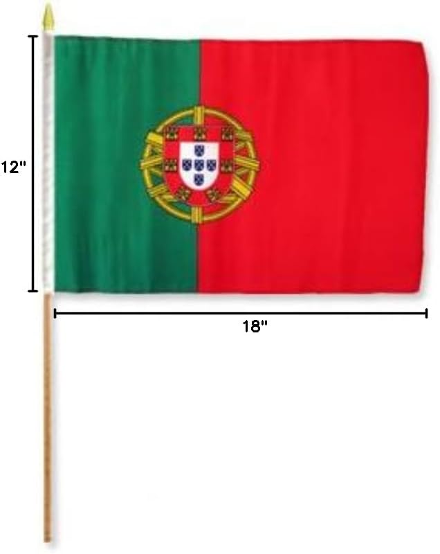 One Dozen Portugal 12x18in Stick Flags.