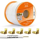 Redstar24 SAT Koaxialkabel inkl. 10x F-Stecker vergoldet | Aufbau: Koaxial | Schirmungsmaß: 135dB (max.) 5-fach geschirmt (die hochwertige Abschirmung sorgt für höchsten Schutz vor Störungen durch Mobiltelefone und Funkanwendungen) | Widerstand: 75 Ohm (Ω) | Außendurchmesser: 6,8mm | Innenleiter: Stahl/Kupfer 1mm