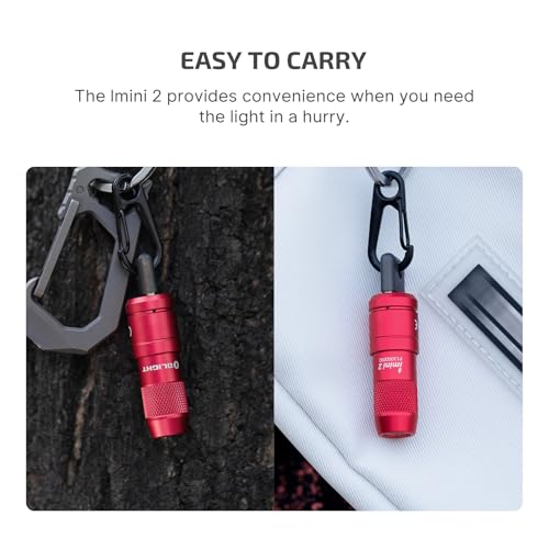 Image of OLIGHT IMINI 2 EDC Rechargeable Keychain Flashlight, 50 Lumens Compact and Portable Mini LED Keyring Lights with Built-in Battery Ideal for Everyday Carry and Emergencies (Passionate Red) (Pack of 2)