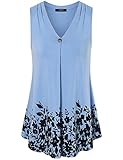 Shirts For Women,Laksmi Summer Patchwork V Neck Sleeveless Pleated Knitted Blouse Top Tanks,Blue XX-Large
