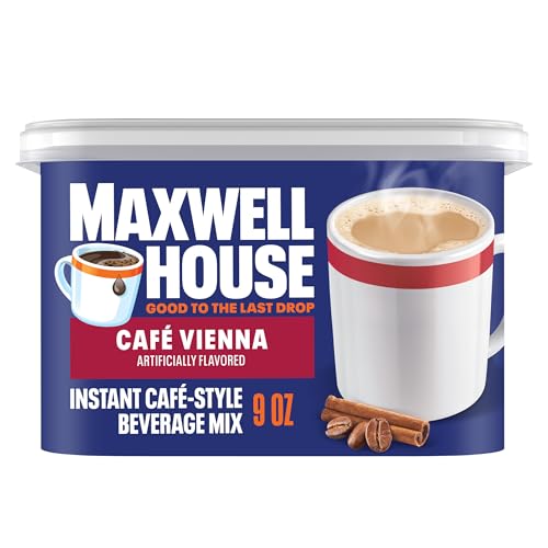 Maxwell House Instant Cafe-Style Beverage Mix, Easy to Prepare, 1 Canister, for Quick Morning Coffee or Afternoon Treat, Cafe Vienna, Kosher Dairy, 9 oz