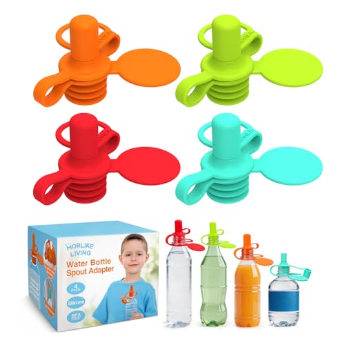 Image of Morlike Living Water Bottle Spout Adapter, Silicone Baby Water Bottle Adapter for Toddlers, Protects Kids Mouth - No Spill & BPA Free (Mix - 4 Pack)