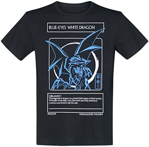 Yu Gi Oh Herren Blue Eyes White Dragon, Schwarz, XL, 100% Baumwolle, regulär T-Shirt Cover