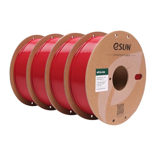 Image of eSUN PLA Filament 1.75mm, High Toughness 3D Printer Filament Upgraded PLA Filament, Dimensional Accuracy + /- 0.03mm, 1KG per Spool, 4 Spools 3D Printing Filament for 3D Printers, Fire Engine Red