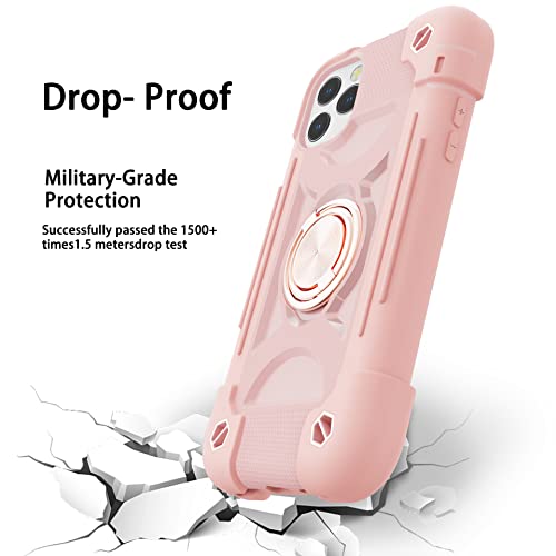 Image of MARKILL Compatible with iPhone Case with Ring Stand, Military Grade Drop Protection Full Body Rugged Heavy Duty Protective Durable Cover iPhone. (Pink, iPhone 12 Pro Max 6.7 inch)