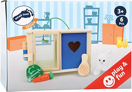 small Foot Hasenstall, aus Holz, mit Zubehör, ideal für aktives Rollenspiel, besonders für Hasenliebhaber, 5793