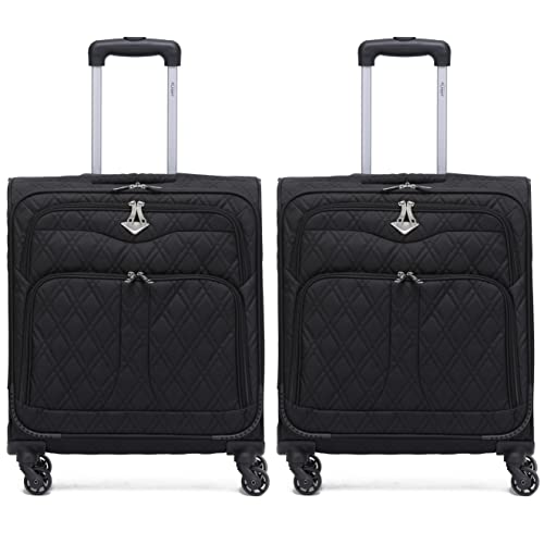 Flight Knight Set of 2 Lightweight 4 Wheel 800D Soft Case Quilted Suitcase Cabin Carry On Hand Luggage Approved for easyJet & BA Maximium Size Overhead Carry On