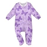 miaozhen Fashion Lilac Butterflies Sleep Play Footed Zipper One-Piece Outfit Pjs 24M Ropa De Frio Para