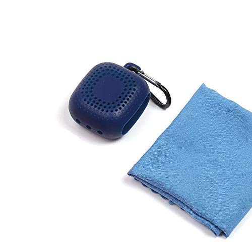 ThreeRs Reuse Recycle Reduce - Instant Cooling Streak Free Micro Fibre Cloth Gift Towel with Silicone carry case blue
