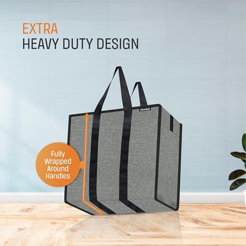 Image of Cranique Polyester Large 52L Multi-Purpose Underbed Storage Bag /Clothing Storage Organizer /Stationery Paper Storage Bag with Zipper and Strong Handle (Grey Pack of 2)