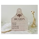 Personalized Baby Boy Cow Birth Stats Sign, Boy Nursery Door Hanger, Cattle Tag Hospital Door Hanger