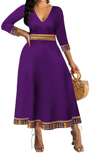 Image of VisiChenup African Print Dress for Women Casual Midi Dress
