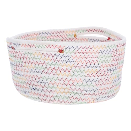 ELAYARD Cesta Redonda de Almacenamiento de Cuerda de Algodón Resistente Organizador Multifuncional para Juguetes Snacks y Llaves Diseño Elegante para Hogar y Oficina Mediano con Asas