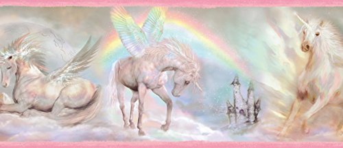Chesapeake Tot46441B Farewell Pink Unicorn Dreams Portrait Wallpaper Border #TOP8