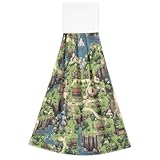 KLL Pixel Art Style Valley Village Map Lot de 2 essuie-mains avec boucles pour cuisine