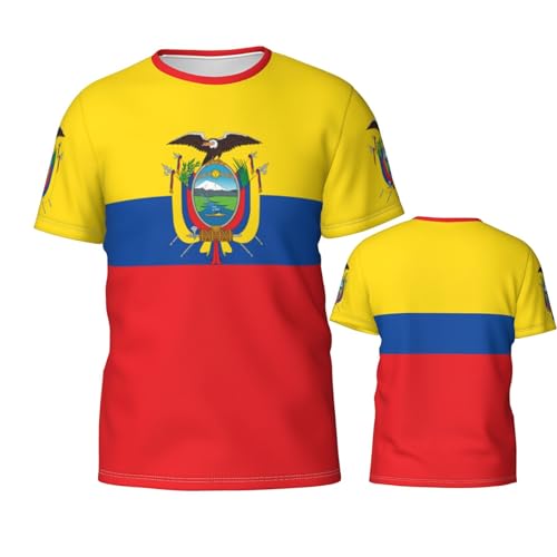 Chemise Homme à Manches Courtes Drapeau Équateur pour Sorties Décontractées et Fitness