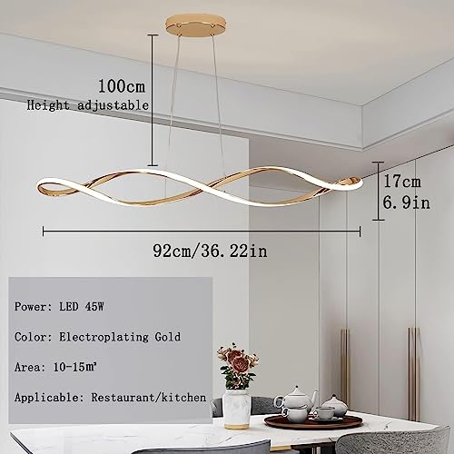 Lámpara colgante en espiral de 45W regulable con mando a distancia para comedor LWX 5