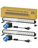 THECHAM IP66 Waterproof 45W LED Shop Lights, 5400LM 6000K Daylight White Garage Light with 6FT Power Cord & Switch, Plug in LED Work Light for Garage, Workshop, Warehouses, Basement, Yard, 2 Pack