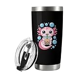 Solantrapod Axolotl Bubble Boba Tea Anime Cut Kawaii AxolotlGift For woman, Men 20 Oz Stainless Steel Water Bottle