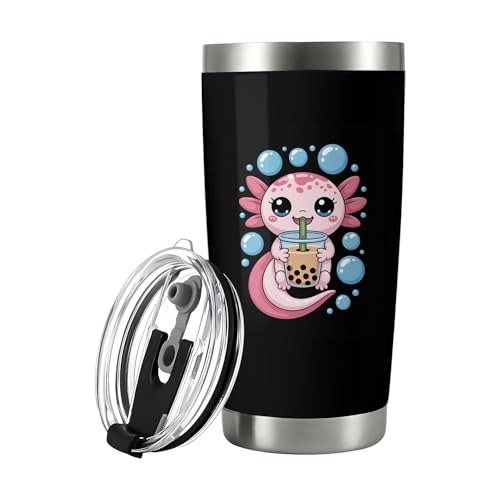 Solantrapod Axolotl Bubble Boba Tea Anime Cut Kawaii AxolotlGift For woman, Men 20 Oz Stainless Steel Water Bottle