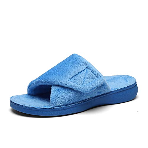 Image of SOLLBEAM Women's Plantar Fasciitis Fuzzy House Orthopedic Adjustable Slippers With Arch Support Orthotic Heel Cup Sandals For Ladies