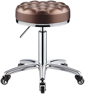 Round Rolling Stool Chair Heavy Duty Salon Massage Swivel Adjustable Rolling Stool (Color : Gold) Marriage (Brown)