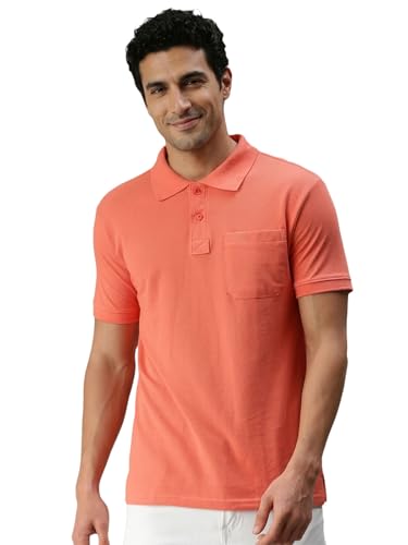 Image of Lux Cozi Men's Polo T-Shirt Regular Fit Half Sleeves with Pocket | Cotton Blend Polo Neck Collar T-Shirt for Men | Casual, Office Comfortable Breathable T-Shirt | Stylish Plain Tee