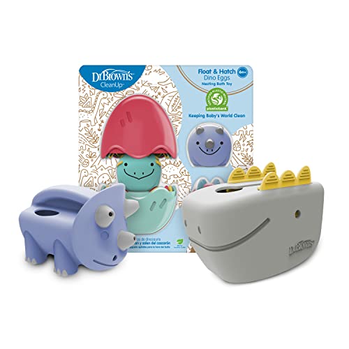 Image of Dr. Brown’s CleanUp Pour & Roar Watering Can 6m+ and Float & Hatch Dino Eggs Nesting Bath Toy, 6m+, BPA Free, Certified Plastic Neutral