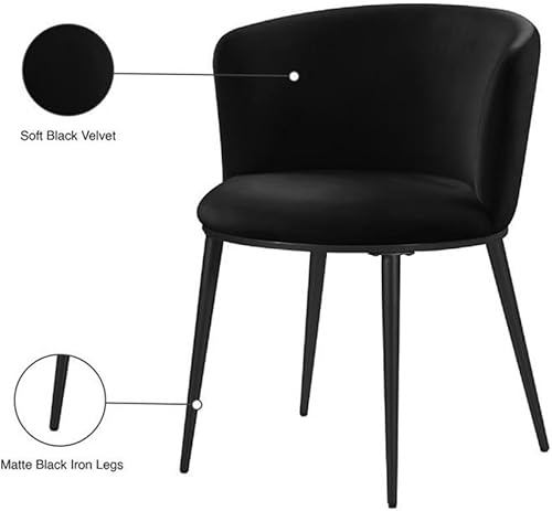 Miniatura 6 de Meridian Furniture Skylar Collection Modern  Silla de comedor tapizada contemporánea con respaldo redondeado y patas de hierro resistentes, juego de