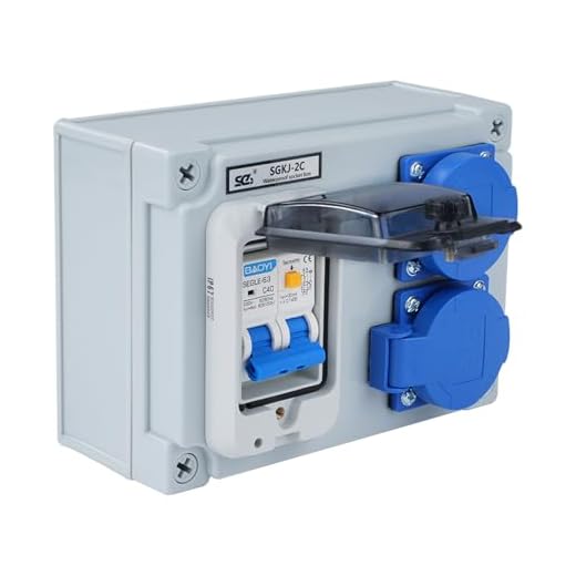 Distribuidor de corriente 16A Distribuidor de energía Distribuidor de pared con interruptor diferencial 1P+N de 32A con 2 tomas (distribuidor 2 polos de 250V) IP54 Estanco