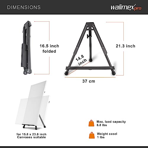 Walimex pro aluminum table easel 40x60cm I ideal studio easel, table easel & field easel I for canvases up to HxD: 40x60cm - Image 4