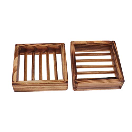 Preisvergleich Produktbild IPOTCH 2X Holz Seifenhalter Seifenschale für Schwämme Scrubber Seife