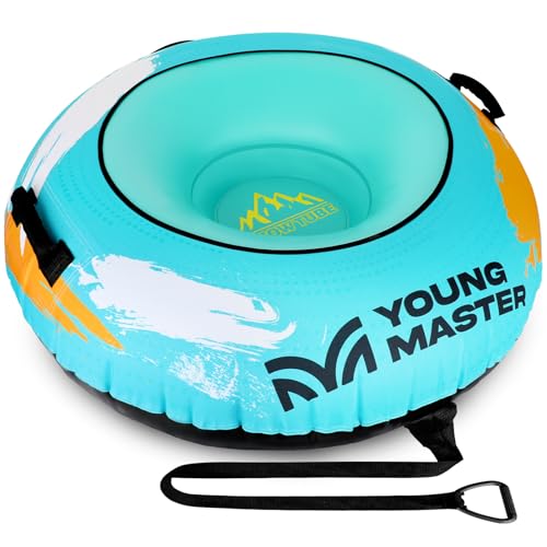 Snow Tube for Kids & Adults, 48” Large Inflatable Snow Sled with Thickened Canvas Cover,...