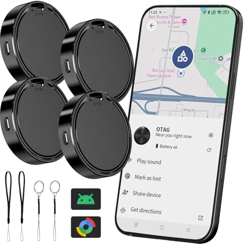 Air Tag for Android 4 Pack Luggage Tracker Tags Work with Google Find Hub App (Android Only) Bluetooth Tracker Key Finder and Item Locator for Wallets, Backpack, Suitcases, Pets-Black