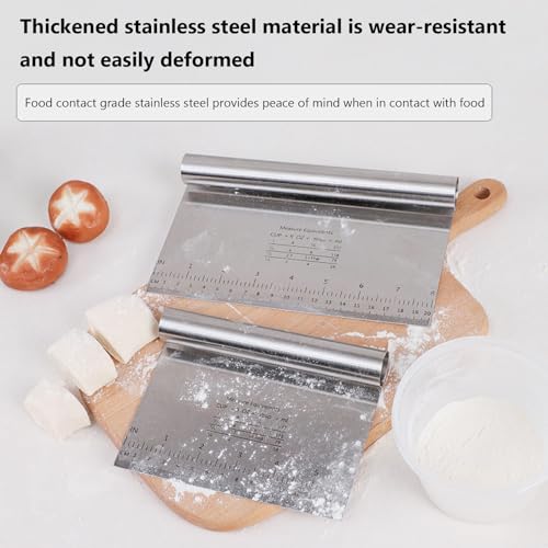 Teigschaber Edelstahl 3 Stück 15/20/25cm Teigschneider mit Messskala Antihaft Spülmaschinenfest Backutensilien für Kuchen Torte Pizza Plätzchen