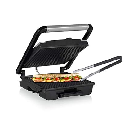 Elektro Kontaktgrill mit Edelstahl Grillzange, Low Fat Multigrill mit Thermostat, 2000Watt, extra große Grillfäche… – Bild 3