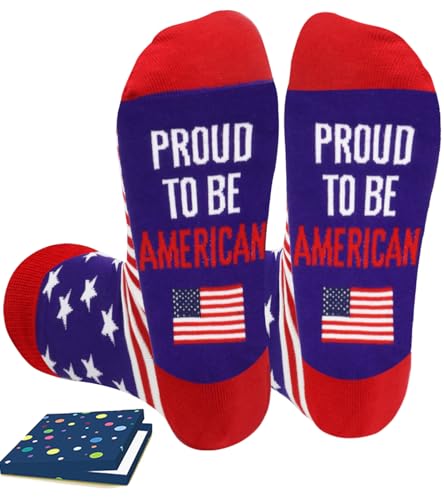 FestiVibe American Flag Socks for Men Women, American Citizenship Gifts, Patriotic Socks, Proud to Be an American