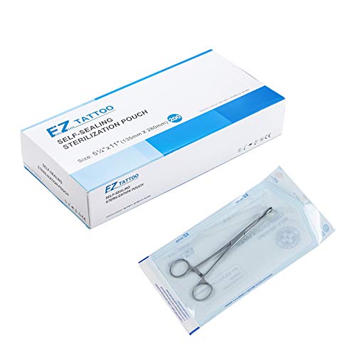 EZTAT2 200 Pcs Self Sealing Tattoo Pouches Storage Bags for Piercing Body Jewelry Permanent Makeup 135mm X 280mm