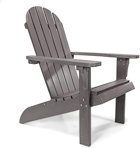 PolyTEAK Adirondack Chair, Premium Weather Resistant Poly Lumber, Outdoor Patio Furniture, Up to 300 lbs, Plastic Adirondack Chairs for Porch, Deck, & Pool Side, Traditional Element Collection, Grey