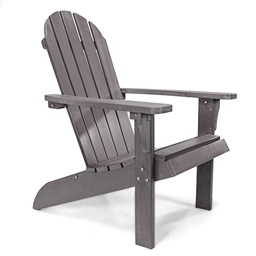 Polyteak Adirondack Chair, Premium Weather Resistant Poly Lumber, Outdoor Patio Furniture, Up To 300 Lbs, Plastic Adirondack Chairs For Porch, Deck, & Pool Side, Traditional Element Collection, Grey #TOP3