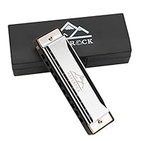EastRock C-Dur Harmonika mit Box 10-Loch Harmonika für Schüler, Fortgeschrittene und Anfänger (10-Loch,Silber)