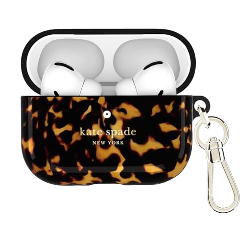 Image of kate spade new york AirPods Pro 3 Protective Case with Luxe Metallic Keychain Clip - Transparent Tortoise, Compatible with AirPods Pro 3rd Generation