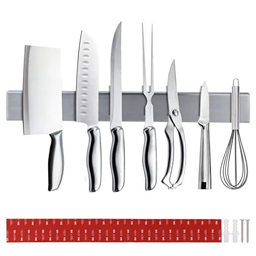 Amzeeniu Barra Magnetica para Cuchillos 40cm Soporte Magnético Cuchillos,Acero Inoxidable Cuchillero Magnetico para cuchillos de Cocina de acero inoxidable Otros Utensilios y Organizacion