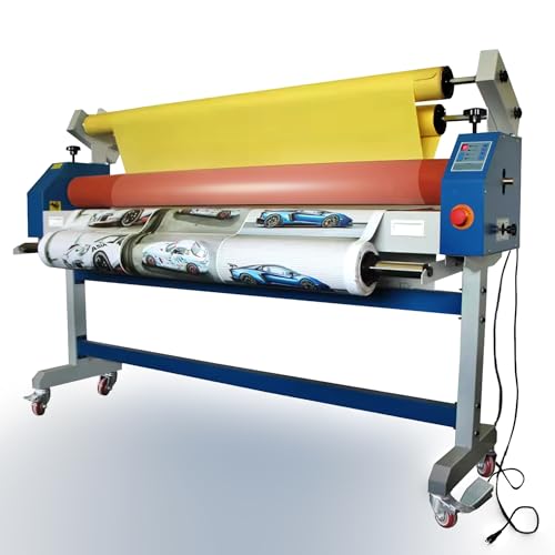 IntXanth 63" Wide Format Cold Laminating Machine, Semi-Auto Professional Large Cold Laminator, 110V Electric Stand Large Format Laminator Machine, Laminating up to 63" W and 1" THK