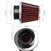 Evermotor 42mm 43mm 44mm Universal Double Layer Steel Air Filter for Motorcycle Scooter ATV Moped Red